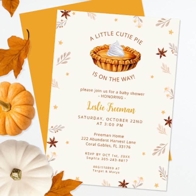Chamada para Chá de Bebê Cutie Pie - Convite de Ou (Autumn Baby Shower Invite)