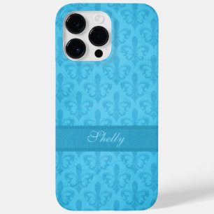 Chamado Fleur de Lis Damask blue iphone 6 mais cas