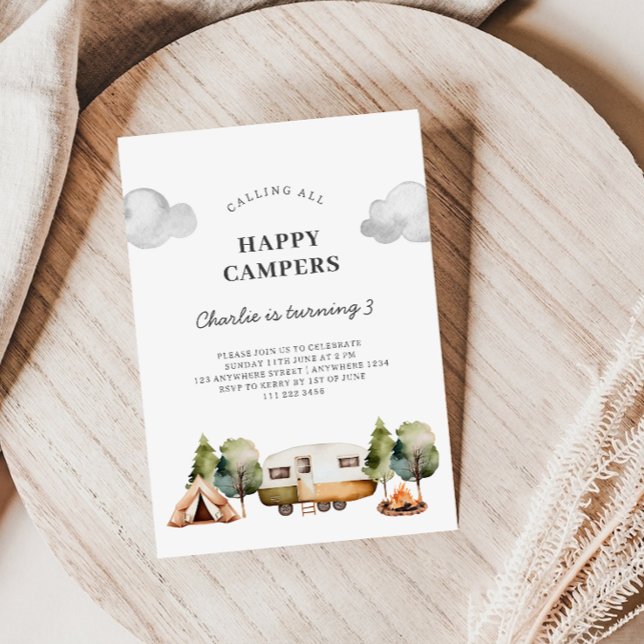 Chamando Campers Felizes Convite de Aniversário do (Criador carregado)