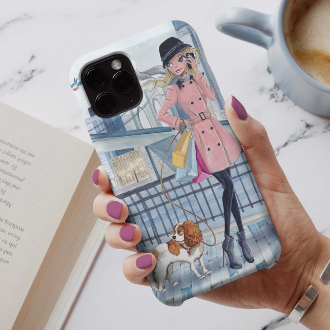 Chamando de na moda azul rosa e moça de moda de No (Criador carregado)