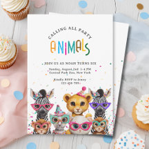 Chamando todos os Animais de Festa! Convite de Ani