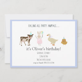 Chamando todos os animais de festa Menino Convites