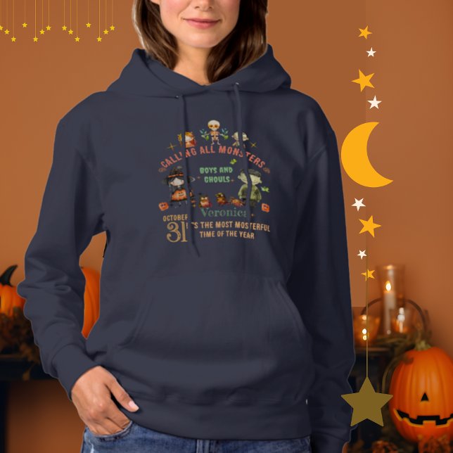 Chamando todos os monstros de camiseta do Hallowee (Calling All Monsters Halloween T-Shirt Hoodie)
