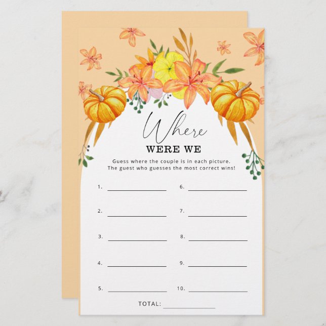 Chamar Chá de panela Pumpkin Onde estava o jogo (Frente/Verso)