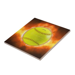 Chamas de bola de fogo de softball amarelo do Slip