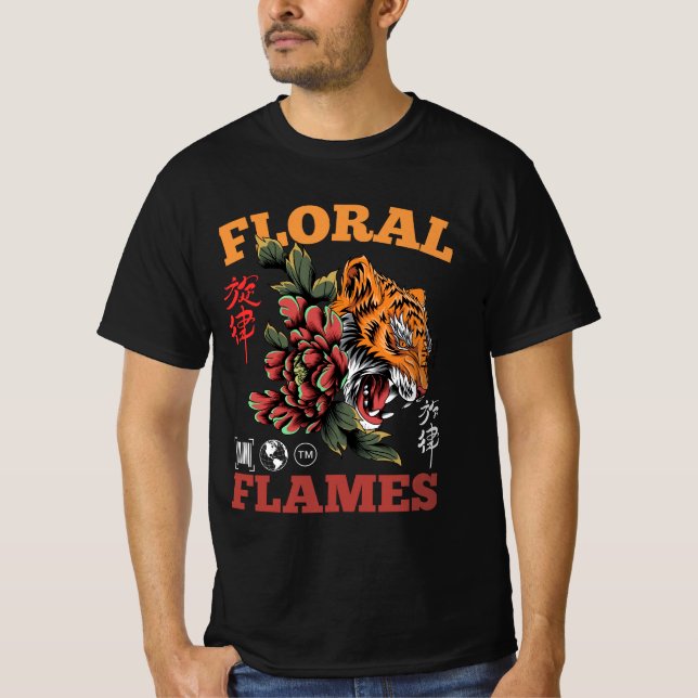 Chamas Florais Camisa Gráfica (Frente)