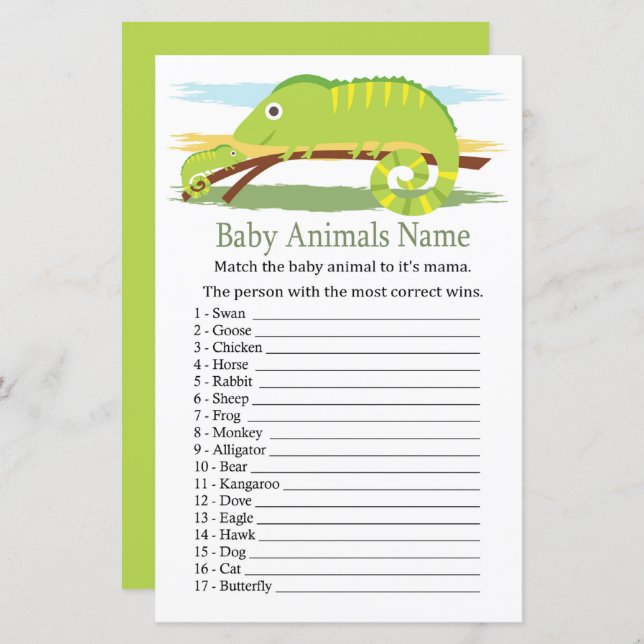 Chameleon Baby Animal Name Game (Frente/Verso)