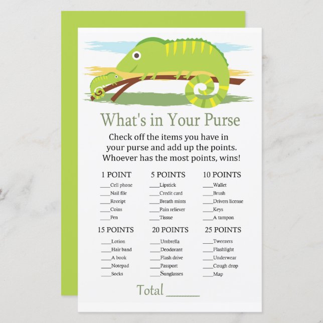 Chameleon O que há no seu chá de fraldas de jogo (Frente/Verso)