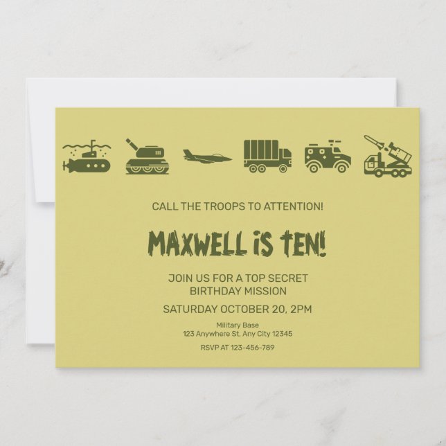 Chamem As Tropas Para Atenção No Convite De Aniver (Frente)