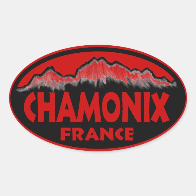 Chamonix França adesivos ovais vermelhos (Frente)
