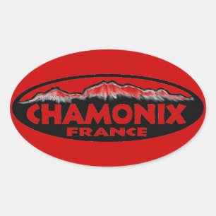 Chamonix França adesivos ovais vermelhos