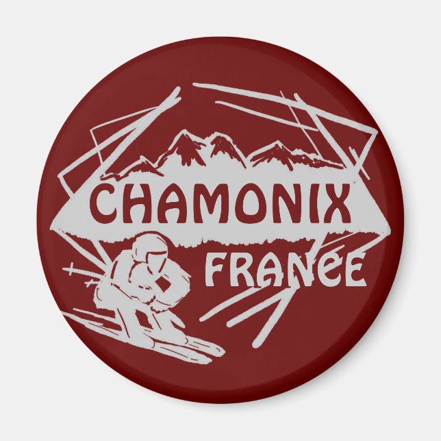 Chamonix France Red ski logótipo art imã (Frente)