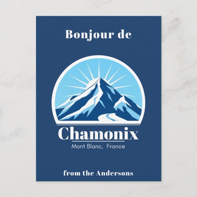 Chamonix Mont Blanc França cartão postal azul (Frente)