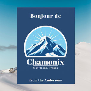 Chamonix Mont Blanc França cartão postal azul