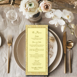 Champagne Beige Dourado Glitter 4x9" Menu de Casam