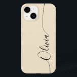 Champagne Black Elegant Calliographic Nome do Scri<br><div class="desc">Champagne Black Elegant Calliografia Script Personalizado Nome Personalizado iPhone 14 Smart Capa de telefone apresenta um design moderno e moderno simples e na moda com seu nome personalizado em letras elegantes,  escrita à mão,  com script de caligrafia em um fundo de champanhe. Elaborado por ©Evco Studio www.zazzle.com/store/evcostudio</div>