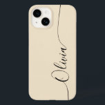 Champagne Black Elegant Calliographic Nome do Scri<br><div class="desc">Champagne Black Elegant Calliografia Script Personalizado Nome Personalizado iPhone 14 Smart Capa de telefone apresenta um design moderno e moderno simples e na moda com seu nome personalizado em letras elegantes, escrita à mão, com script de caligrafia em um fundo de champanhe. Elaborado por ©Evco Studio www.zazzle.com/store/evcostudio</div>