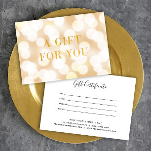 Champagne Bokeh Lights Faux Dourado Certificado de