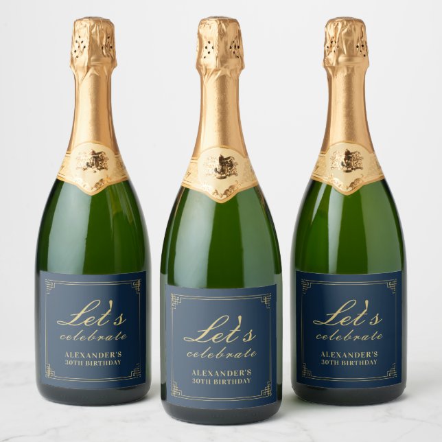 Champagne Chic Navy Gold Gatsby (Garrafas)