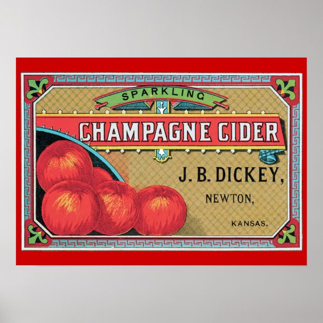 Champagne Cider Vintage Art Impressão (Frente)