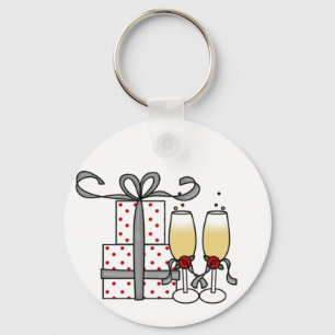 Champagne e chaveiro dos presentes