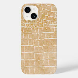 Champagne Faux Crocodile Leather iPhone 14 Caso