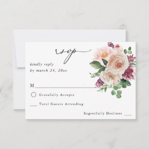 Champagne & Floral Rosa sem RSVP de refeição