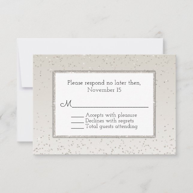 Champagne Glitter e Cartão RSVP de Casamento Brilh (Frente)