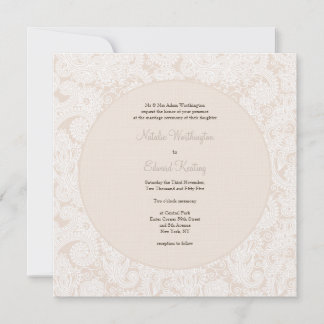 Champagne Ivory Lace Convite de casamento Monogram