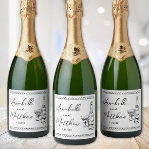 Champagne Personalizado Desenho à Mão Casamento