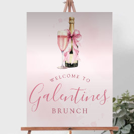 Champagne Pink Bow Galentines Brunch Welcome