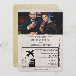 Champagne Reno Passaporte Convite para Casamento