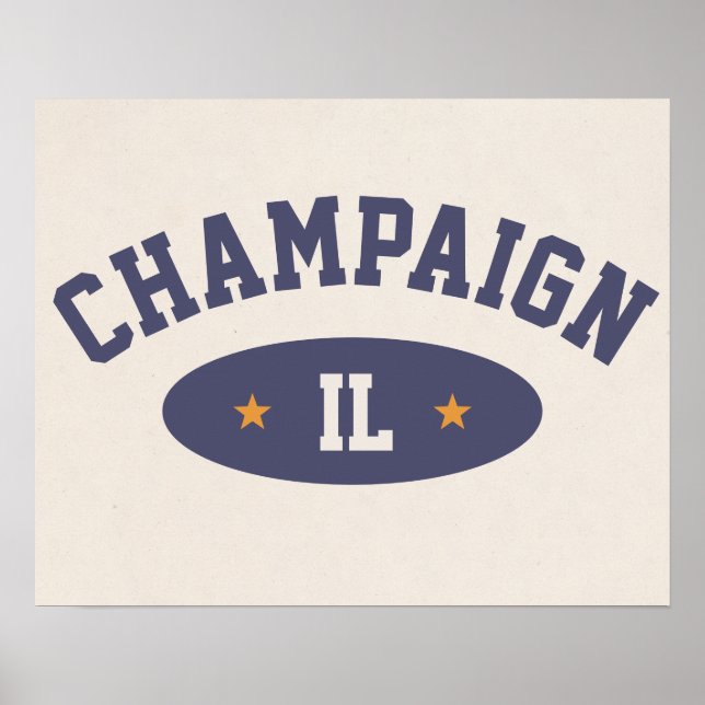 Champaign, Illinois Vintage Athletic-Style Poster (Frente)