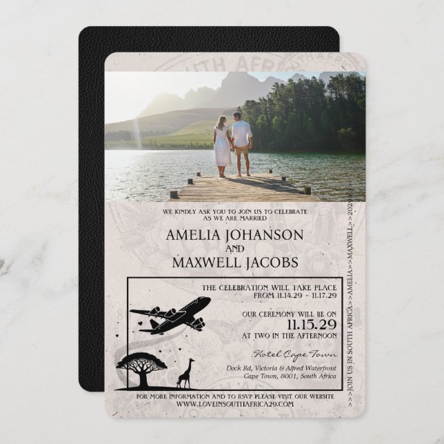 Champanhe África do Sul Passaporte Convite para Ca (Frente/Verso)