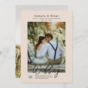 Champanhe Blush PHOTO Casamento Convite QR Código