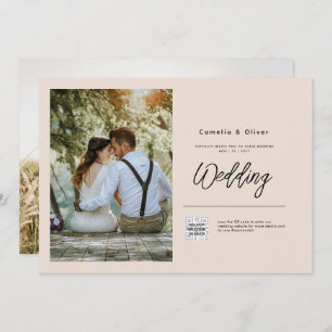 Champanhe Blush PHOTO Casamento Convite QR Código