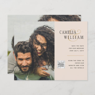 Champanhe Blush PHOTO Casamento Convite QR Código