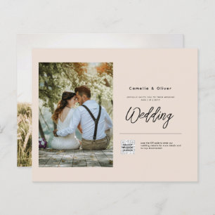 Champanhe Blush PHOTO Casamento Convite QR Código