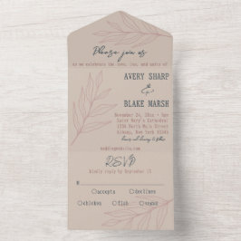 Champanhe de Arte de Linha Foliar, Rosa e Boho de