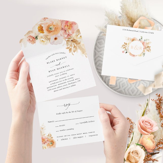 Champanhe de Pêssego e Casamento Floral de Blush c (Criador carregado)