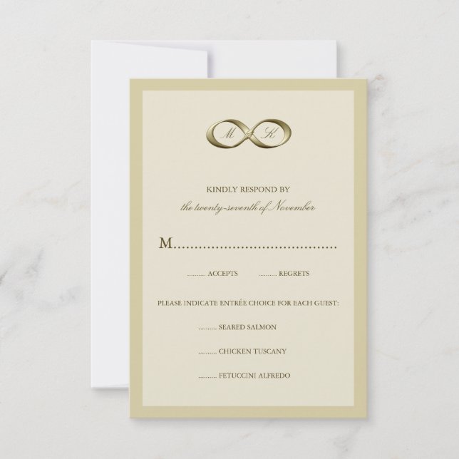 Champanhe Dourado Infinity Hand Clasp Weding RSVP (Frente)