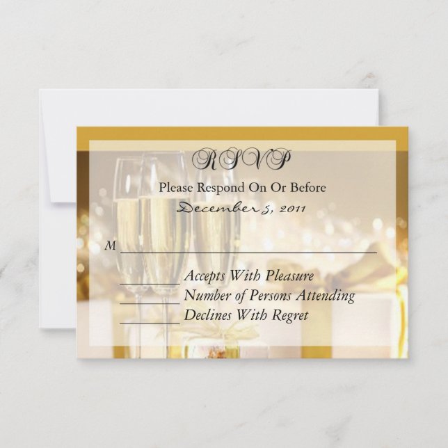 Champanhe e placa RSVP Dourada (Frente)
