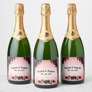 Champanhe Personalizado de Casamento Gótico Rosa 