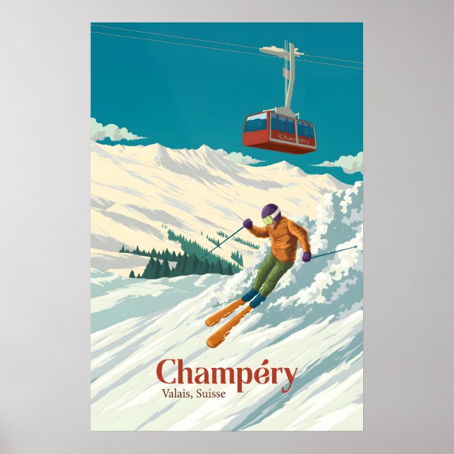 Champery Ski Resort Travel Poster (Frente)