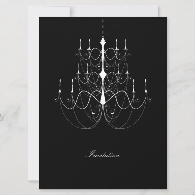 Chandelier White - Convite de Casamento (Frente)