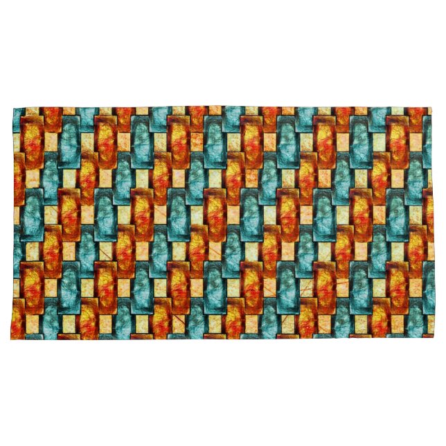 Chapas retangulares esculpidas e manchadas, ciano  (Frente-Direita)