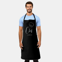 Chapéu bonito preto e guião personalizado de chef