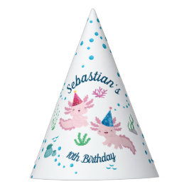 Chapéu branco de Festa de aniversário Axolotl sorr