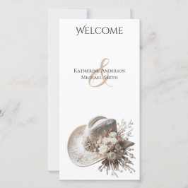 Chapéu branco de vaqueira com programa de casament