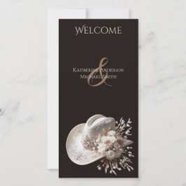 Chapéu branco de vaqueira com programa de casament